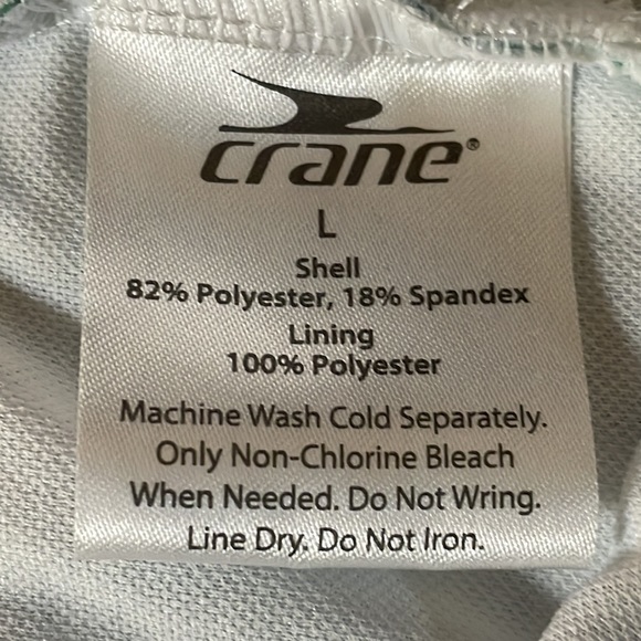 Crane Woman NWOT Size Large Bathing Suit Swim white with Green Palm Leaf Print - Picture 5 of 6